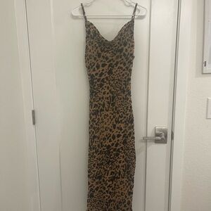 If By Sea Cowl Mobwife Neck Elegant Leopard Print Midi Dress Citygirl